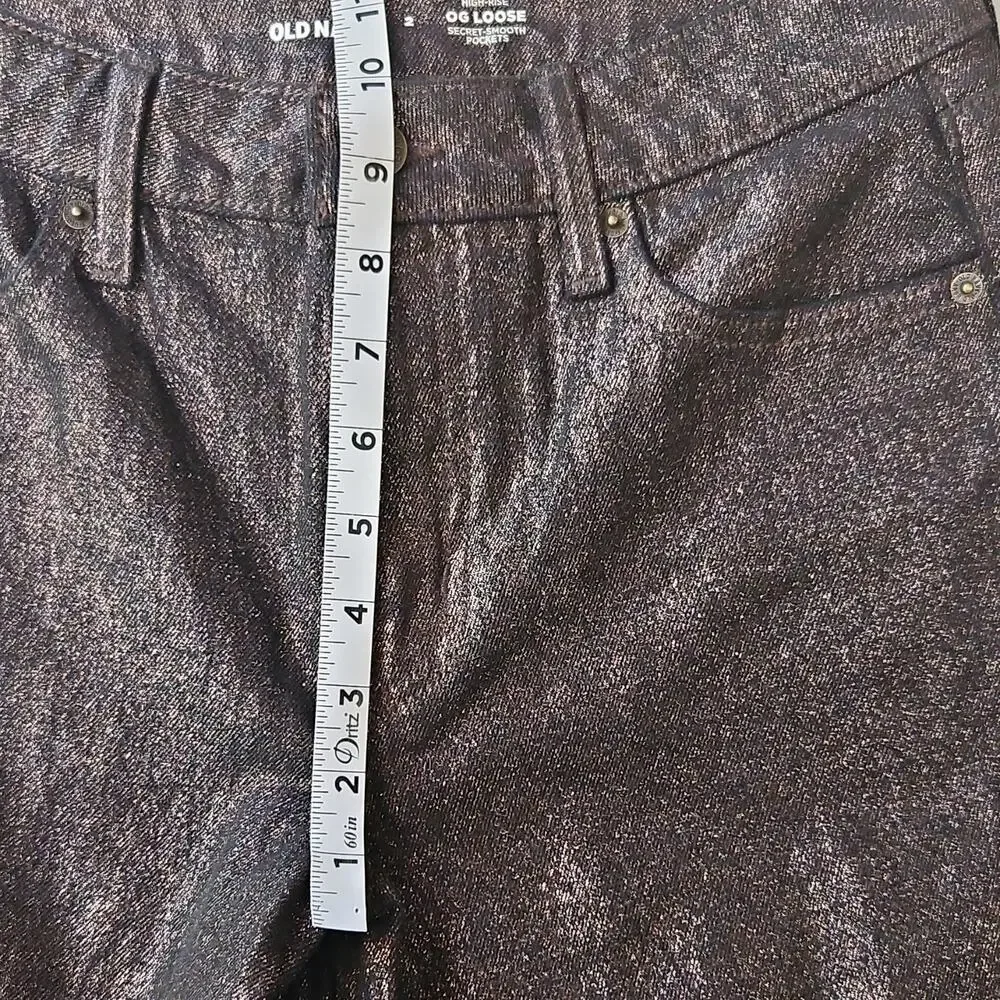 Old Navy Women's High Rise OG Loose Metallic Shimmery Jeans Black size 2